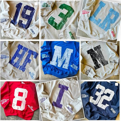Custom Vintage Football Number Sweatshirt